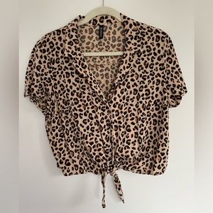Leopard 🐆 tie blouse